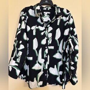 Chico's Black and White Abstract Button Down Shirt